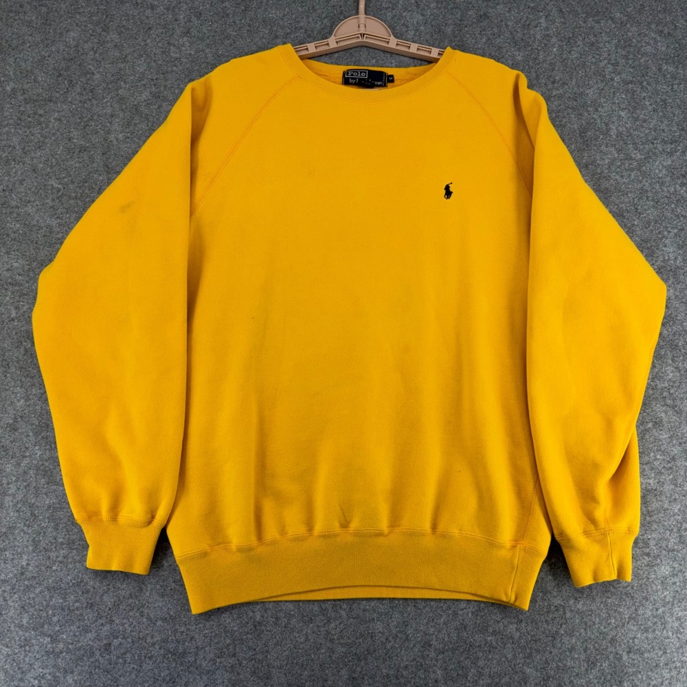 Vintage Polo Ralph Lauren Mens Yellow Raglan Crewneck Sweatshirt Size M RN41381